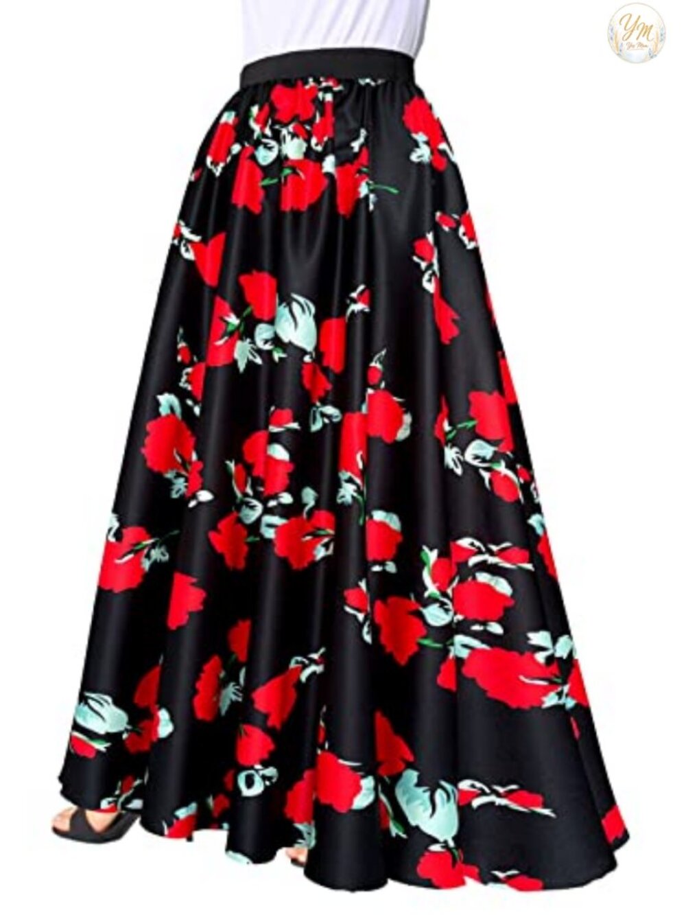 Women Chiffon High Waist Maxi Skirt Full Hem Beach Casual